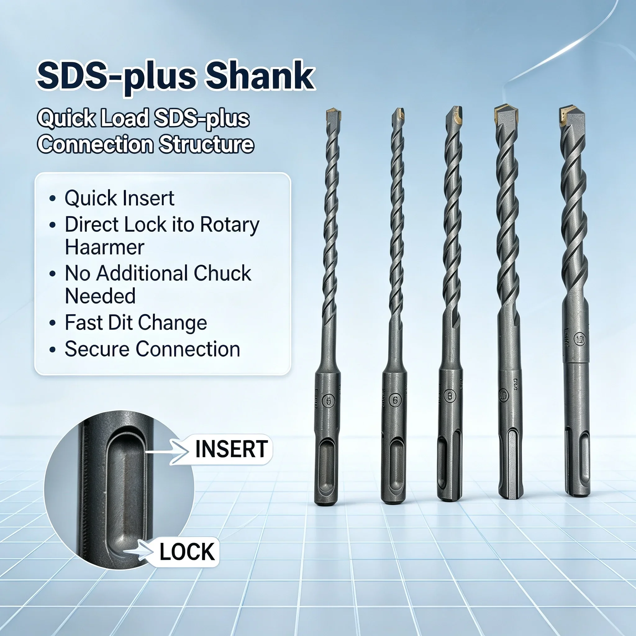 Carbide End Mill - Bosch SDS‑plus‑1 5Pcs Mata Bor Palu