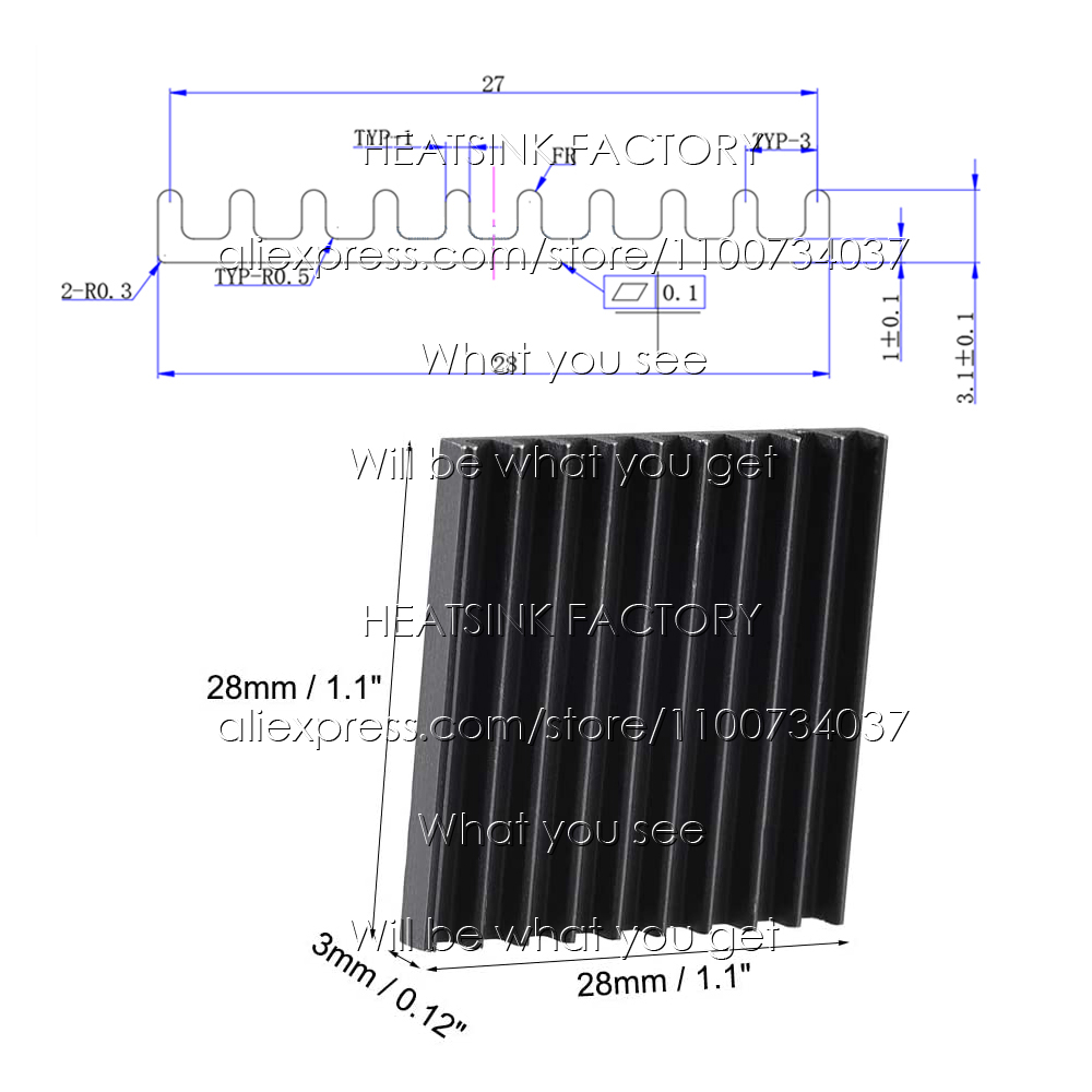 28X28X3Mm Perak/Hitam Anodized - Aluminium Extrusion ulasan dan harga