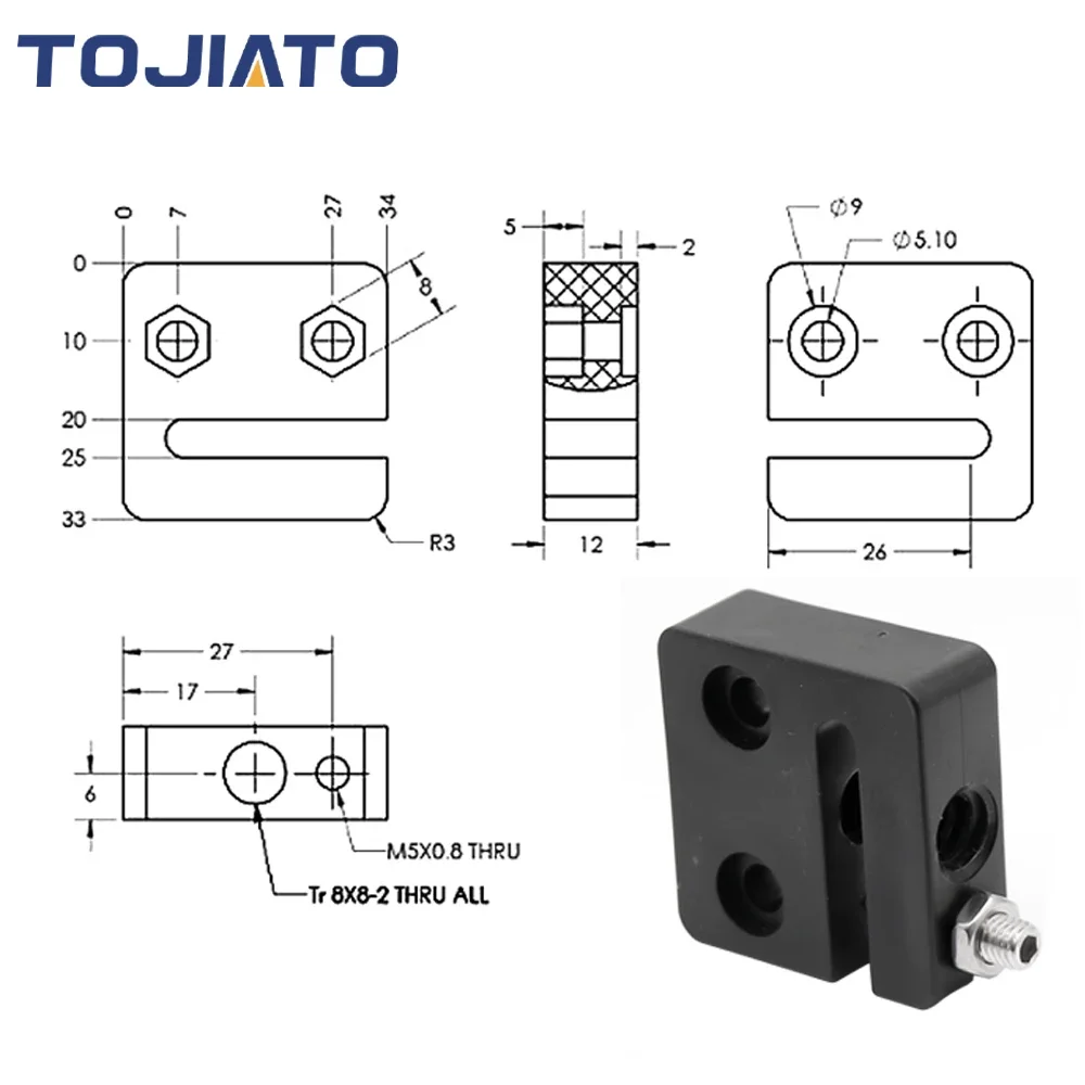 1-6 Buah Blok Mur Anti-Backlas - Lead Screw 8Mm ulasan dan harga