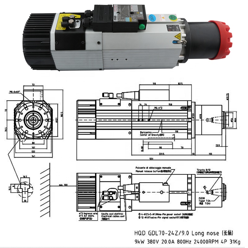 Motor Spindle HQD 9kw 220v 380 - Cnc Router ulasan dan harga