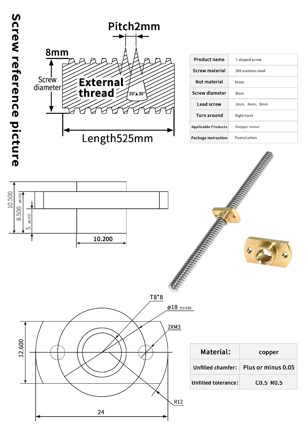 2 buah 3D Printer T8 Lead Nuts - Lead Screw 8Mm ulasan dan harga