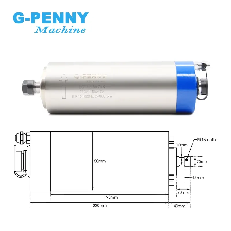Gpenny 1.5kw ER16 D80mm Spindl - Spindle Motor ulasan dan harga